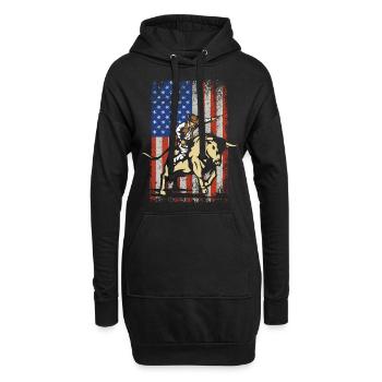 Rodeo Bull Rider drapeau américain cadeau - Sweat-shirt à capuche long Femme - noir - Devant