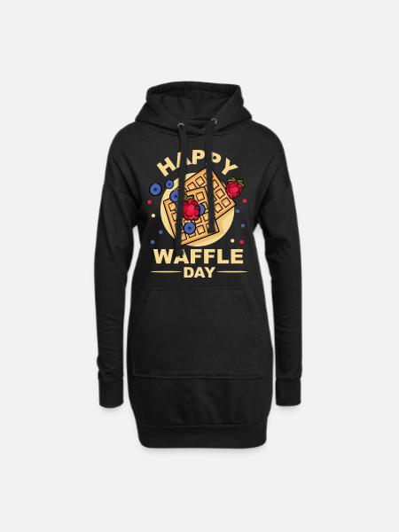 Waffel Tag - Hoodie-Kleid - Schwarz