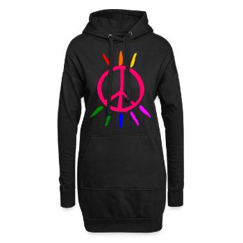 lgbt paix peace - Sweat-shirt à capuche long Femme - noir - Devant