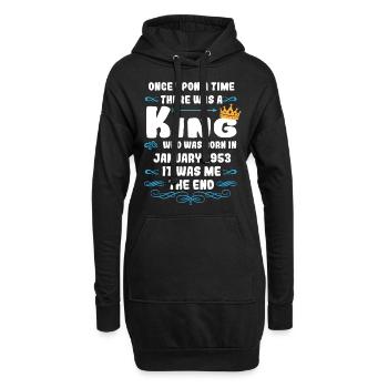 Il était une fois un roi. Anniversaire de janvier 1953 - Sweat-shirt à capuche long Femme - noir - Devant