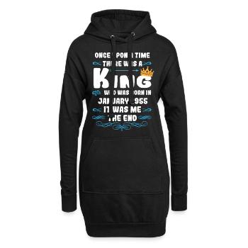 Es war einmal ein König. Januar 1955 Geburtstag - Hoodie-Kleid - Schwarz - Vorne