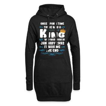 Es war einmal ein König. Januar 1992 Geburtstag - Hoodie-Kleid - Schwarz - Vorne