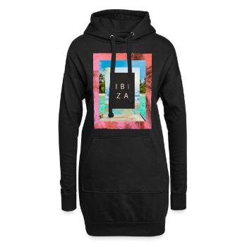 Ibiza Été Soleil Plage Mer Palmiers Fête - Sweat-shirt à capuche long Femme - noir - Devant