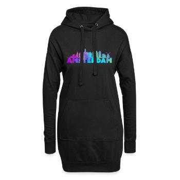 Amsterdam Hollande capital voyage médicament cadeau - Sweat-shirt à capuche long Femme - noir - Devant