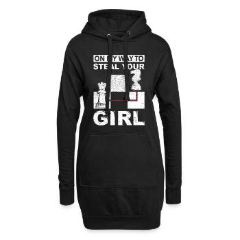 Échecs, humour, dame, cheval, cadeau, drôle, voleur - Sweat-shirt à capuche long Femme - noir - Devant