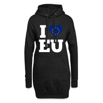 J’aime L’UE Europe Drapeau Amour Coeur Cadeau - Sweat-shirt à capuche long Femme - noir - Devant