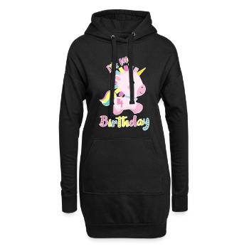C'est mon 4ème anniversaire bébé cadeau de licorne - Sweat-shirt à capuche long Femme - noir - Devant