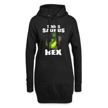 Tennis Saurus Rex Dinosaurier Tennisspieler Sport - Hoodie-Kleid - Schwarz - Vorne