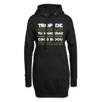 Phrase drôle chocolat humour - Sweat-shirt à capuche long Femme - noir - Devant