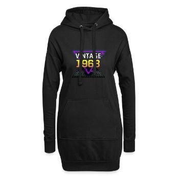 Vintage 1963 Retrowave anniversaire cadeau - Sweat-shirt à capuche long Femme - noir - Devant