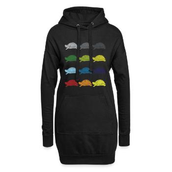 Neon Pop Art Retro Schildkröte Tier Geschenk - Hoodie-Kleid - Schwarz - Vorne
