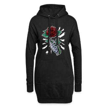 Tatouage Squelette Rose Fleurs Art Corporel - Sweat-shirt à capuche long Femme - noir - Devant