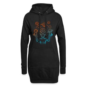 UFO Alien Jonglieren Planeten Weltraum - Hoodie-Kleid - Schwarz - Vorne