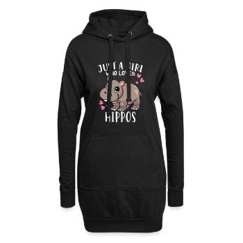 Nilpferd Flusspferd Just A Girl Who Loves Hippos - Hoodie-Kleid - Schwarz - Vorne
