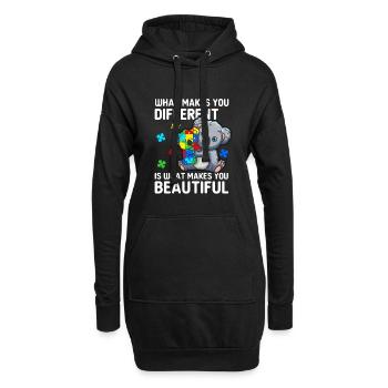 Soyez différent Autisme Mama Koala Autiste - Sweat-shirt à capuche long Femme - noir - Devant