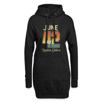 Vintage 80e anniversaire Juin 1942 Athlètes - Sweat-shirt à capuche long Femme - noir - Devant