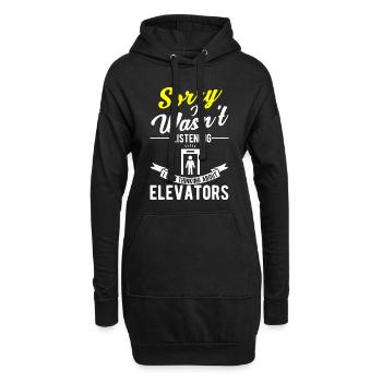 Ich Höre Nicht Zu Ich Denke An Aufzüge Fahrstuhl - Hoodie-Kleid - Schwarz - Vorne