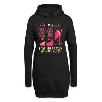 Petite sœur Dictons drôles Frères et sœurs - Sweat-shirt à capuche long Femme - noir - Devant