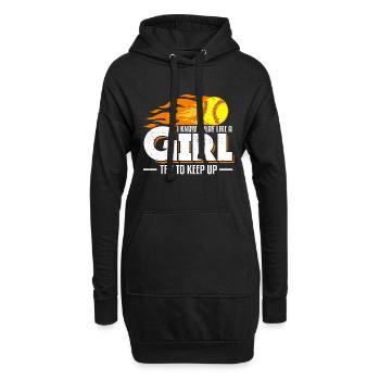 Je sais que je joue comme une fille essayer de suivre le softball - Sweat-shirt à capuche long Femme - noir - Devant