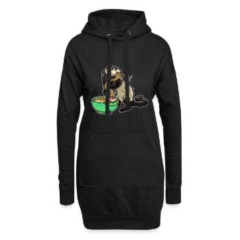 Japanische Nudelsuppe Ramen Kawaii Miso Suppe - Hoodie-Kleid - Schwarz - Vorne