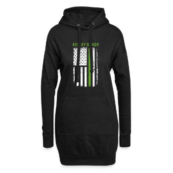 Don d’organes de transplantation rénale DRAPEAU DES ÉTATS-UNIS - Sweat-shirt à capuche long Femme - noir - Devant
