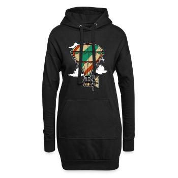 Heißluftballon Zeppelin Ballon Fliegen Pilot - Hoodie-Kleid - Schwarz - Vorne