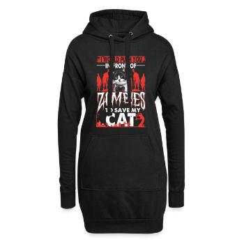 Dictons drôles d’amoureux des chats zombies - Sweat-shirt à capuche long Femme - noir - Devant
