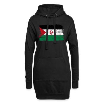 Sahara Occidental Bandiera Drapeau Paix Vintage - Sweat-shirt à capuche long Femme - noir - Devant