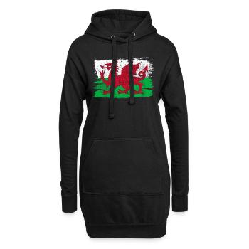 Drapeau du Pays de Galles drapeau paix Vintage - Sweat-shirt à capuche long Femme - noir - Devant