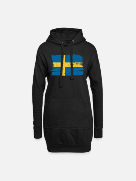 Schweden Flagge Flagge Frieden Vintage - Hoodie-Kleid - Schwarz