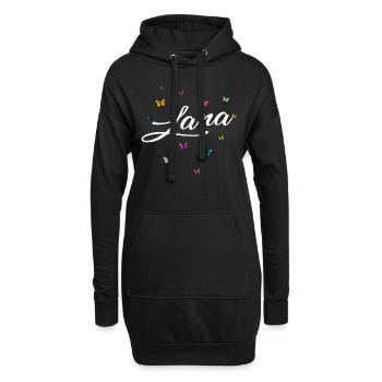 LANA - Nom de fille avec des papillons colorés - Sweat-shirt à capuche long Femme - noir - Devant