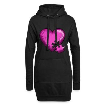 Herz-Puzzle-Liebe, die Sie süßes Geschenk lieben - Hoodie-Kleid - Schwarz - Vorne