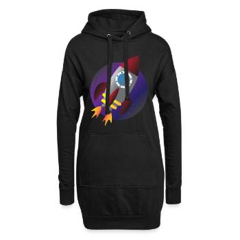 Fusée vaisseau spatial espace enfants enfants voyage dans l'espace - Sweat-shirt à capuche long Femme - noir - Devant