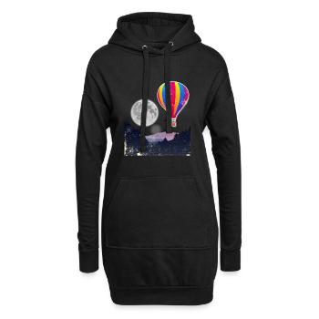 Heißluft-Ballon-Mond-Himmel-Sauerstoff-Ereignis-Party-Geschenk - Hoodie-Kleid - Schwarz - Vorne