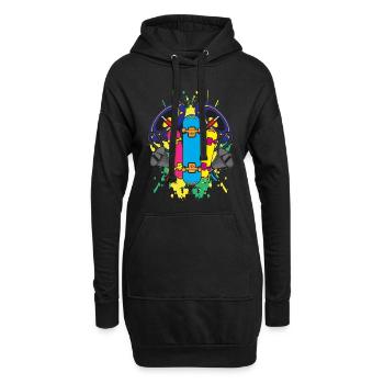 Skateboard Skateboarding Cool Musique Écouter - Sweat-shirt à capuche long Femme - noir - Devant