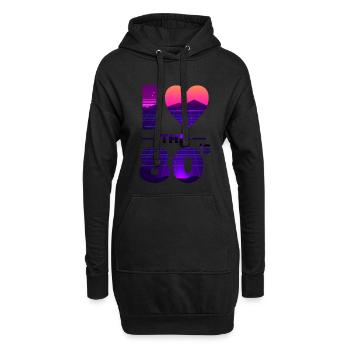 I Love The 80s Liebe Vintage Herz Geschenk - Hoodie-Kleid - Schwarz - Vorne
