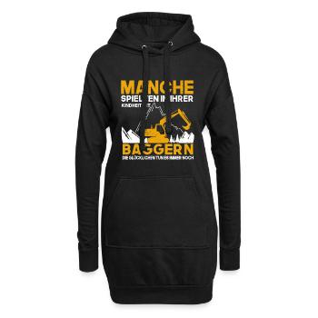 Bagger Kindheit Baggerfahrer - Hoodie-Kleid - Schwarz - Vorne