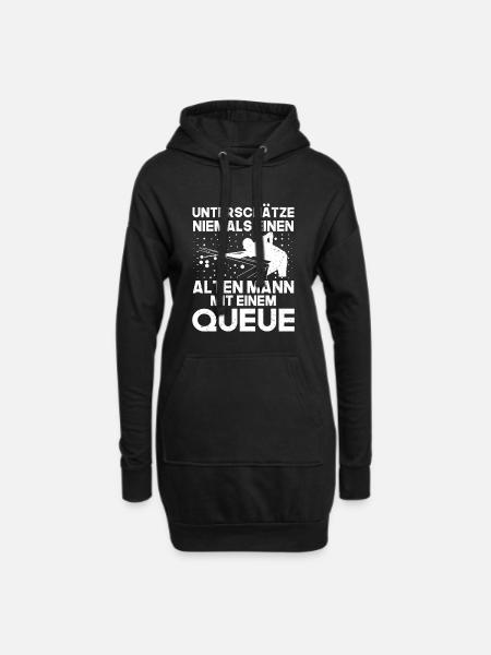 Billard alter Mann Queue - Hoodie-Kleid - Schwarz