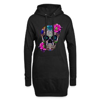 Zucker Schädel Tag der Toten Geschenk - Hoodie-Kleid - Schwarz - Vorne