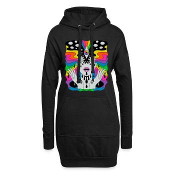 Cadeau psychédélique de festival coloré de Hippie Trippy - Sweat-shirt à capuche long Femme - noir - Devant