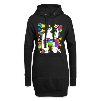 Cadeau psychédélique de festival coloré de Hippie Trippy - Sweat-shirt à capuche long Femme - noir - Devant