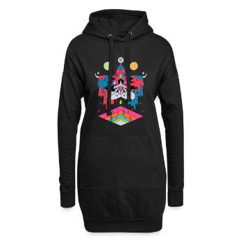 Cadeau psychédélique de festival coloré de hippie trippy - Sweat-shirt à capuche long Femme - noir - Devant