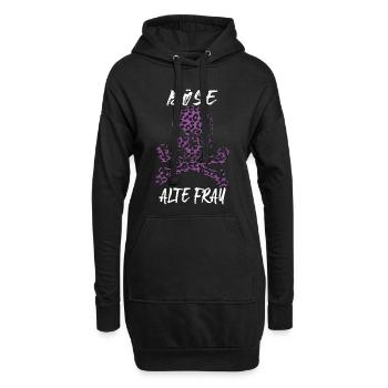Böse Alte Frau Ironie Leopard Totenkopf Bikerin - Hoodie-Kleid - Schwarz - Vorne