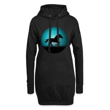 cheval chevaux coeur équitation filles femmes cadeau - Sweat-shirt à capuche long Femme - noir - Devant