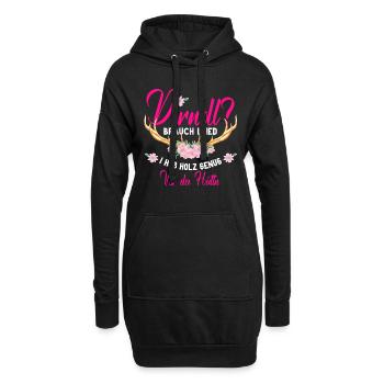 Dirndl Holz Vor Der Hütte Bayrisch Wiesn Tracht - Hoodie-Kleid - Schwarz - Vorne