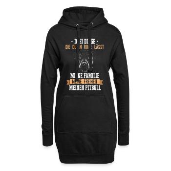 Pitbull Hund - Hoodie-Kleid - Schwarz - Vorne