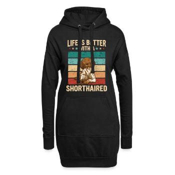 Deutsch Kurzhaar Hund - Hoodie-Kleid - Schwarz - Vorne