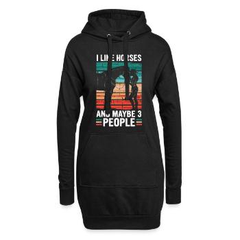 Pferd Pferde Reiten Pferdereiten Sprungreiten - Hoodie-Kleid - Schwarz - Vorne