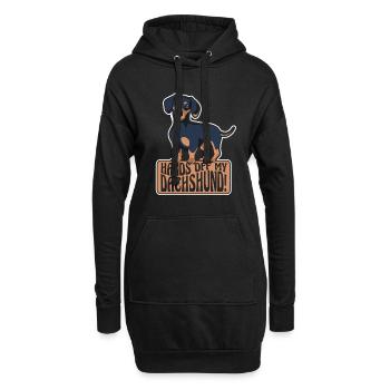 Dackel Hund - Hoodie-Kleid - Schwarz - Vorne