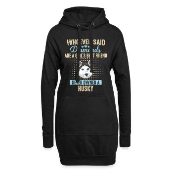 Chien Husky Sibérien - Sweat-shirt à capuche long Femme - noir - Devant